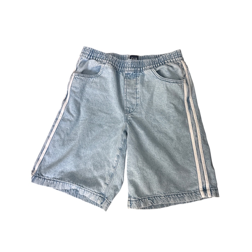 Gap Womens Light Wash Denim Shorts Elastic Waist Side Stripe Blue Size S